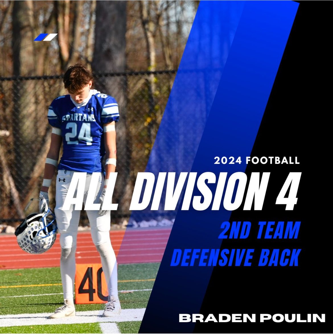 CoachDamon44's tweet photo. Congratulations to Braden Poulin. Braden has been named to the 2024 all Division 4 Second Team as a DB. https://t.co/sO0b4anzAh