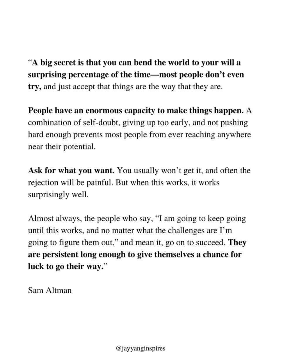 Jayyanginspires's tweet image. Sam Altman on how to be successful