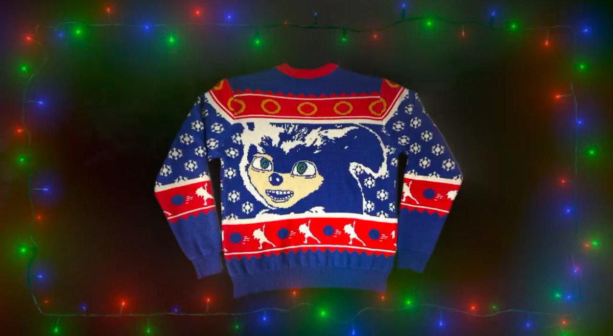 DiscussingFilm's tweet photo. Paramount is giving away a ‘Ugly Sonic’ Christmas sweater to celebrate the release of ‘SONIC 3’ https://t.co/11alWlxIQR