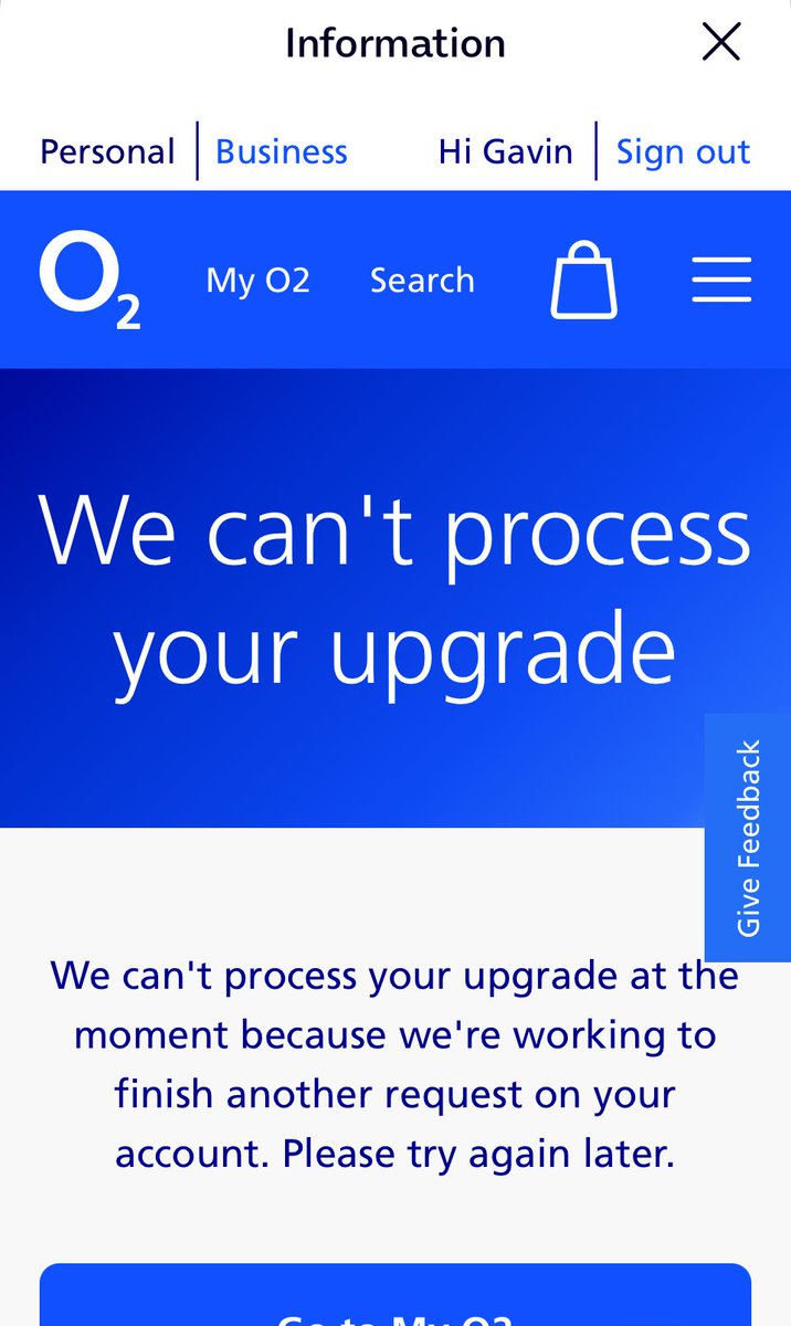 Today’s <a href="/O2/">O2</a> cock up.
Cancelled my order for delivery, was told that it would take a day to process the cancellation, turns out it’s way longer than that so my account is now locked.
#SeeWhatYouCanDo eh? Not a lot as it happens.