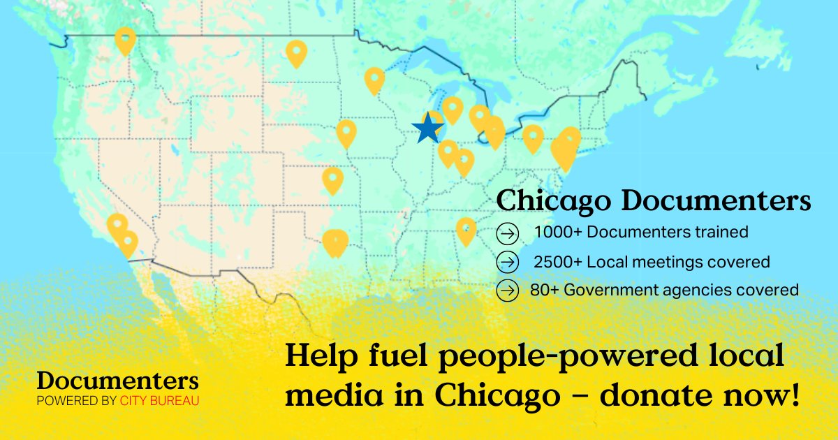 📢 Today is #DocumentersDay! Join us in celebrating the people who make local democracy more accessible across the country. <a href="/CHIdocumenters/">Chicago Documenters</a> have covered 2500+ local meetings this year, ensuring you stay informed about decisions that affect your community. citybureau.org/donate