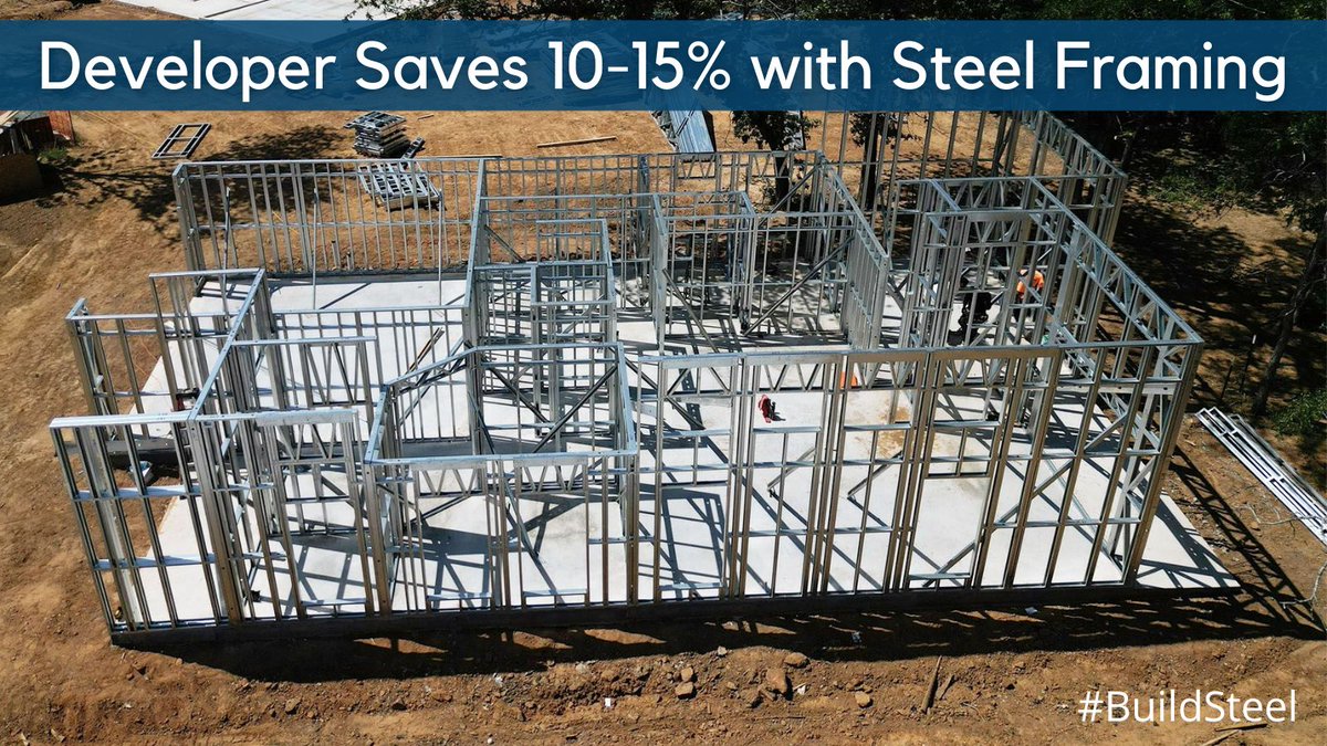 Texas Developer Netze Homes is using cold-formed steel framing to build move-in ready homes in only 12 weeks! Learn more at ow.ly/UCrw50Uox7u
#BuildSteel #CFSteel #SteelFraming #Sustainability #Prefab #OffsiteConstruction #GreenBuilding