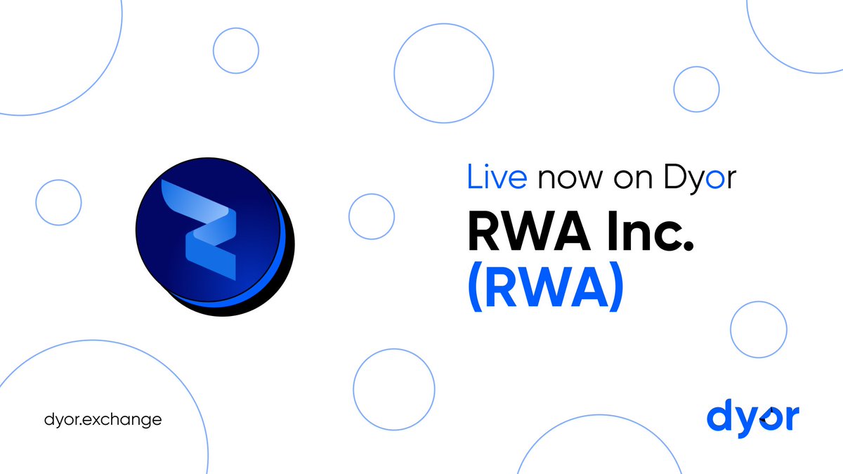 dyorexchange's tweet image. Thrilled to welcome our partner @RWA_Inc_  to Dyor app. 🤝

Trade $RWA on Dyor now! 👇
dyor.exchange/redirect/proje…