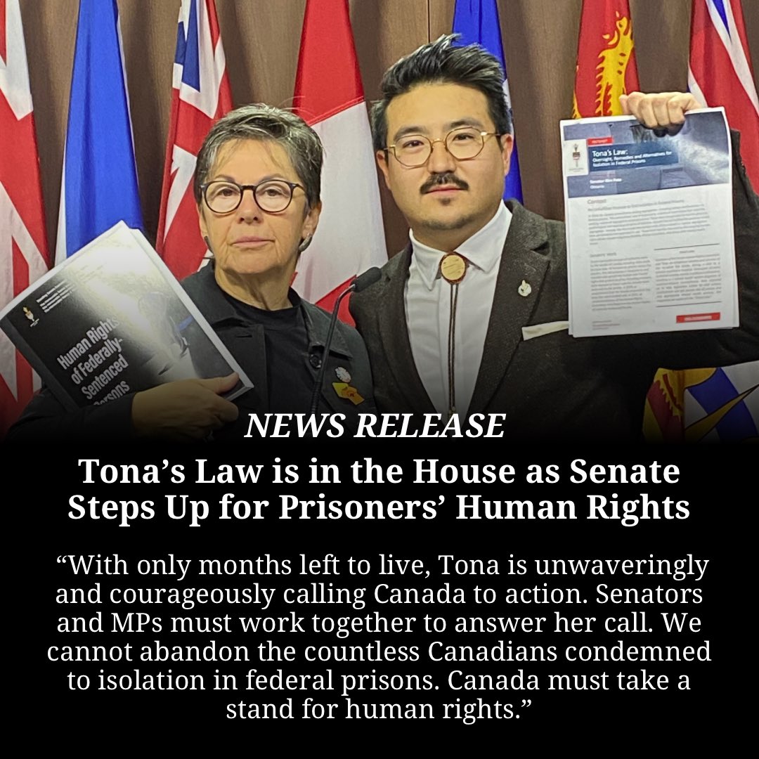 Kim Pate (@kpateonthehill) on Twitter photo Last night, <a href="/SenatCA/">Le Sénat du Canada</a> passed Bill #S230, Tona’s Law, a culmination of years of work to protect human rights and uphold the rule of law in 🇨🇦's prisons. Grateful to <a href="/DesjarlaisBlake/">Blake Desjarlais</a> for sponsoring this vital bill in the House. Full release at the link in bio! #SenCA #CdnPoli Last night, <a href="/SenatCA/">Le Sénat du Canada</a> passed Bill #S230, Tona’s Law, a culmination of years of work to protect human rights and uphold the rule of law in 🇨🇦's prisons. Grateful to <a href="/DesjarlaisBlake/">Blake Desjarlais</a> for sponsoring this vital bill in the House. Full release at the link in bio! #SenCA #CdnPoli