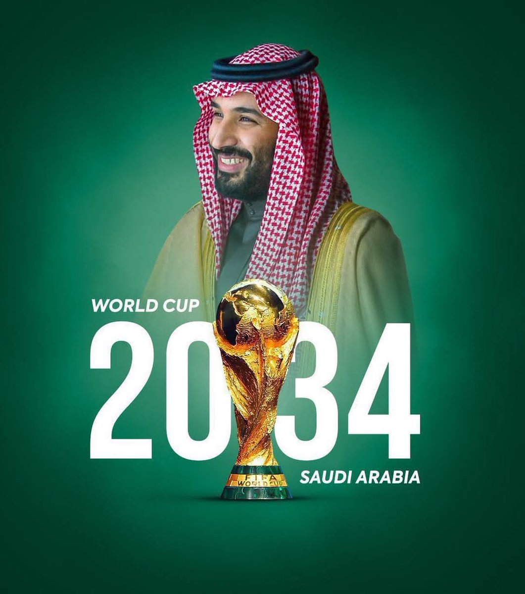 Hamdani11123's tweet photo. عاجـــــــــــــل 
الف الف مبروووك 
المملكة العربية السعودية تفوز بـشكل رسمي بإستضافة بطولة كأس العالم 2034م!🇸🇦 https://t.co/3YBVq4OnLP