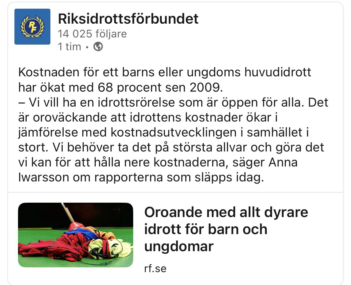 Idrottsrörelsen, genom RF, hänvisar till larmrapport efter larmrapport om kritiska framtidsfrågor idrotten står inför. Ska vi få andra resultat så behöver vi göra saker annorlunda. Skolidrotten kan spela en avgörande roll. Men det behövs en annan inställning ifrån RF👇