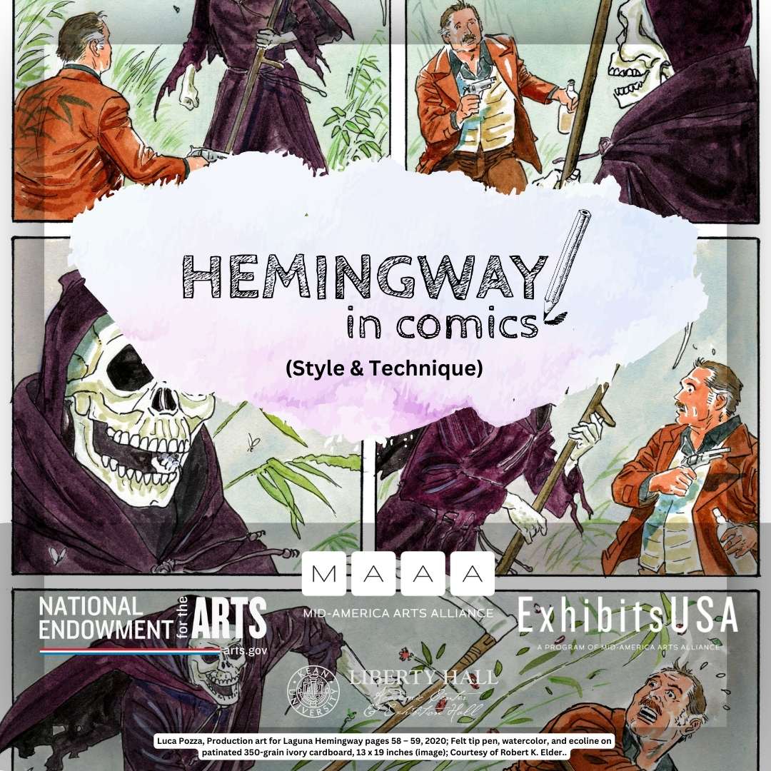 KeanGalleries's tweet photo. As a part of our ‘Technique &amp; Style Spotlight’ campaign, Hemingway in Comics invites you to explore the fascinating fusion of literature and visual art.  

Visit from November 10, 2024, to January 7, 2025.

#HemingwayInComics #galleriesatkean #keanuniversity https://t.co/SCpzJgHV26