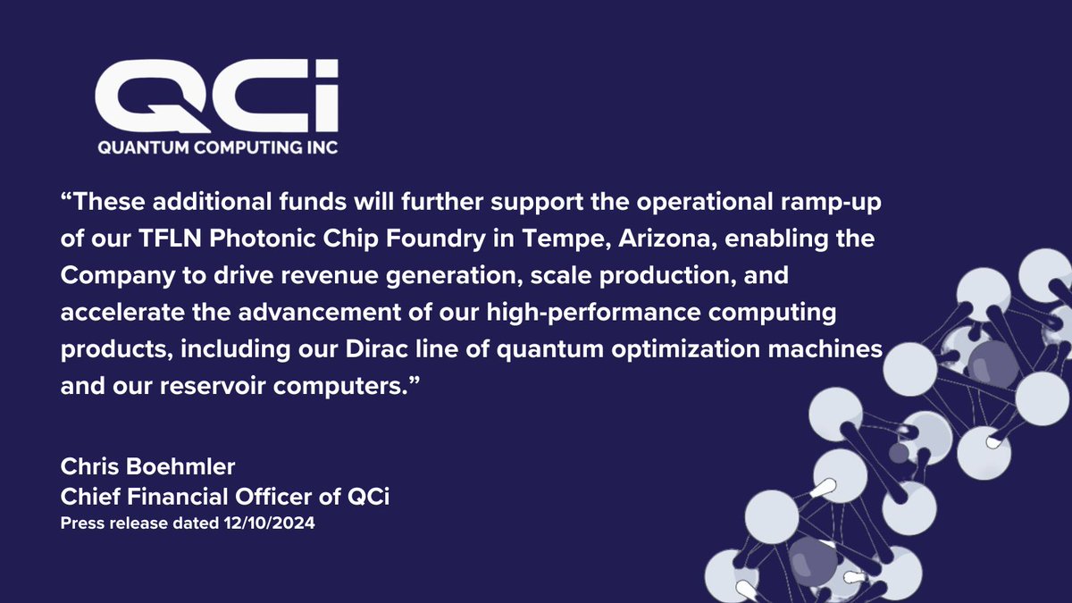 Congratulations to IMS client Quantum Computing Inc. <a href="/QciQuantum/">Quantum Computing, Inc.</a> on the recently announced capital raise for aggregate gross proceeds of $50 million. Read more at quantumcomputinginc.com/news/press-rel…
$QUBT #QCi #QuantumComputing #InvestorRelations #IMSInvestorRelations #CapitalRaise
