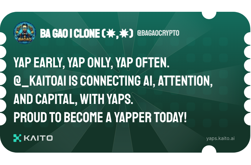 BaGaoCrypto's tweet photo. Yap early, yap only, yap often.

@_kaitoai is connecting AI, attention and capital with Yaps.

Just claimed my social card and I'm accumulating Yap points in real-time.

Claim yours 👉 https://t.co/7XCtuXLu6i https://t.co/xBu7fLXE19
