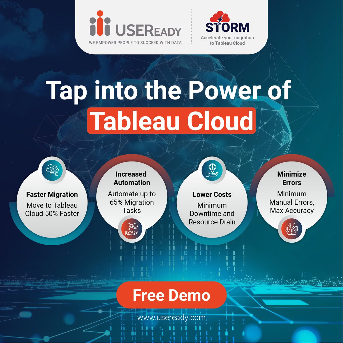 USEReadyInc's tweet image. Planning a large-scale Tableau Cloud migration? STORM, USEReady&apos;s dedicated Tableau Server to Cloud migration accelerator is the answer to all your migration concerns – hubs.ly/Q02_g99f0

#TableauMigration #CloudMigration #DataAnalytics #TableauCloud #BusinessIntelligence