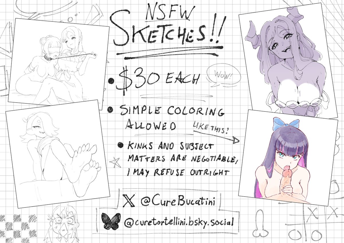 CureBucatini's tweet photo. C0mmissi0ns are officially open here too, also indefinitely, NSFW only. DMs are open! https://t.co/mBd2X54mF8