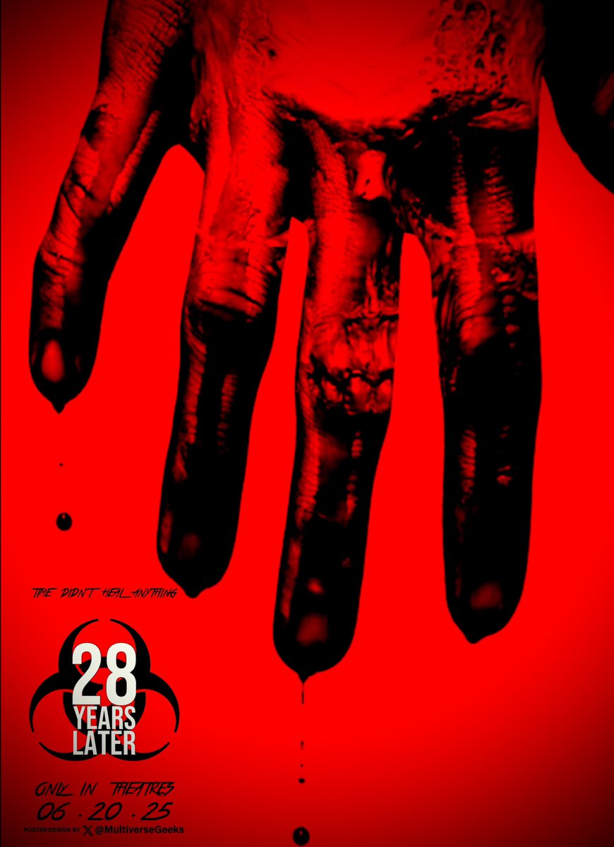 MultiverseGeeks's tweet image. #28YearsLater has become one of my most anticipated films of next year! Here&apos;s a couple posters I made for the film!💀🩸

#HorrorCommunity #digitalart