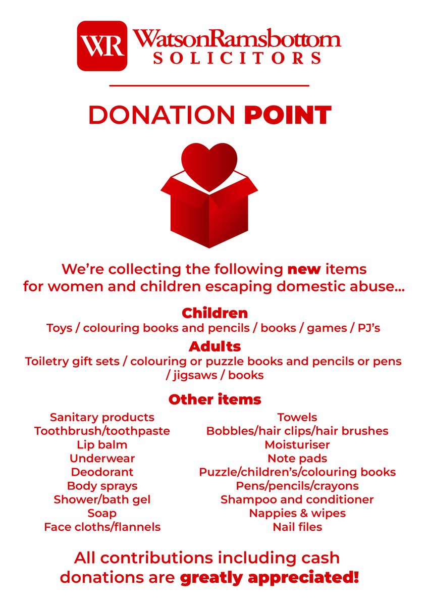 At this Saturday’s game, our principal partner <a href="/WRSolicitors/">Watson Ramsbottom</a> will have a stall in the FanZone as part of their Christmas Appeal for Women’s Refuges, who provide support to women and children escaping domestic abuse.

We are urging supporters to bring any new and unopened items