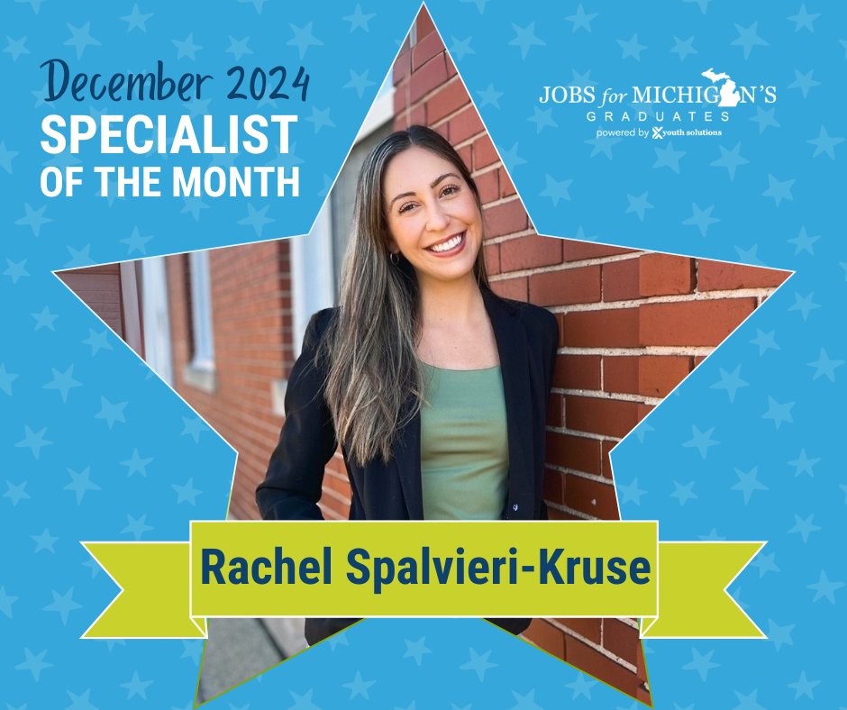 Congratulations to Rachel Spalvieri-Kruse, our December Specialist of the Month! Rachel is a JMG specialist from <a href="/MiWorksSW/">Michigan Works! Southwest</a>, where she has dedicated two years to making a significant impact in the lives of the youth she serves.

Learn more: bit.ly/41jQTR6 

#TeamJMG