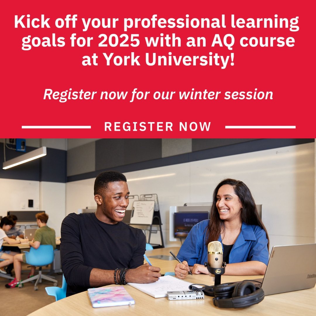 YorkUeducation's tweet photo. Ready to take your teaching to the next level? Start 2025 with an AQ course at York University!

Winter Session: Jan 14–Mar 28, 2025
Registration closes Jan 7 (some courses remain open until start date).

Build your teaching toolkit today: https://t.co/Cl24ttdmMY https://t.co/j8WZqIeqFl