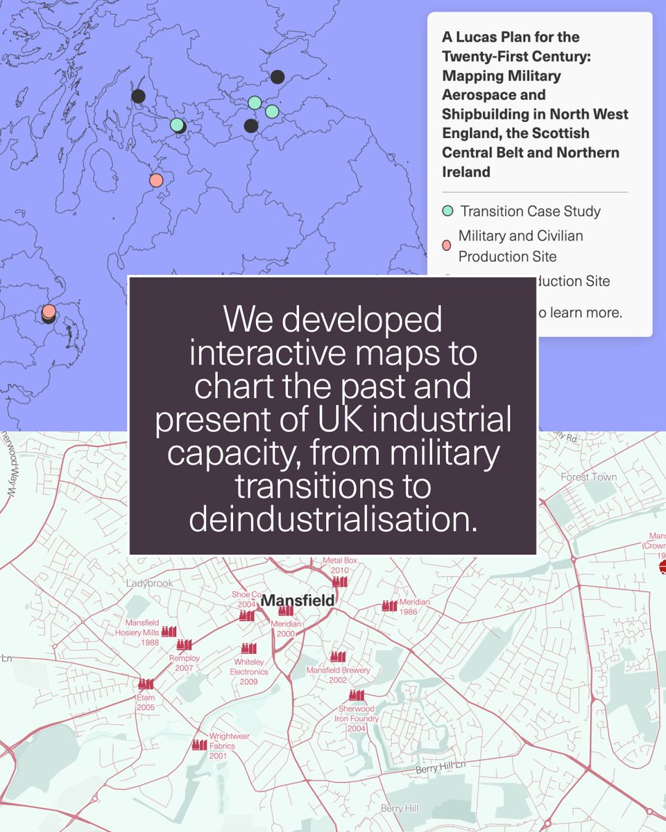 We developed interactive maps to chart the past and present of UK industrial capacity, from military transitions to deindustrialisation.
