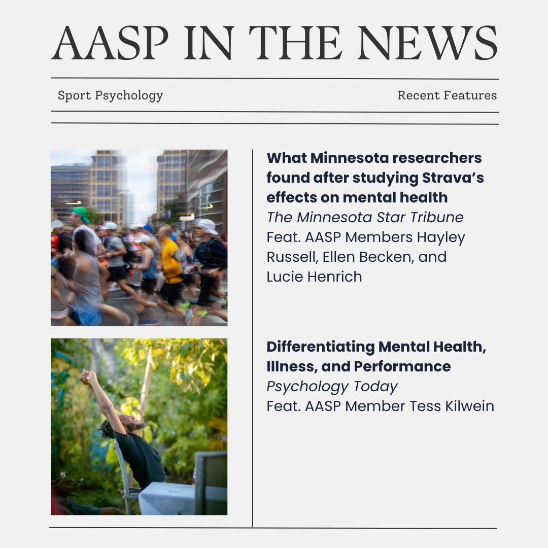 AASP (@aasptweets) on Twitter photo We are so proud to see our community of experts continue to make headlines! Recently, AASP Members Hayley Russell, Ellen Becken, Lucie Henrich, and Tess Kilwein were featured in the <a href="/StarTribune/">The Minnesota Star Tribune</a> and <a href="/PsychToday/">Psychology Today</a>.
Check out the Members in the News page to read more: We are so proud to see our community of experts continue to make headlines! Recently, AASP Members Hayley Russell, Ellen Becken, Lucie Henrich, and Tess Kilwein were featured in the <a href="/StarTribune/">The Minnesota Star Tribune</a> and <a href="/PsychToday/">Psychology Today</a>.
Check out the Members in the News page to read more: