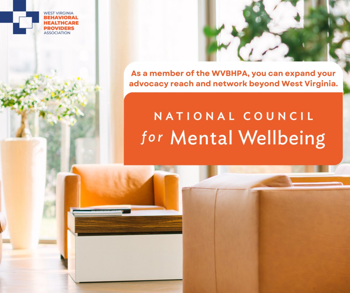 As a member of the WVBHPA, you instantly gain membership to the <a href="/NationalCouncil/">National Council for Mental Wellbeing</a> for Mental Wellbeing, expanding your network and advocacy reach beyond West Virginia.

To learn more, wvbehavioralhealth.org/register/
