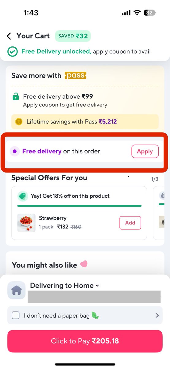 Why is there a need to click the “apply” button if my order is eligible for free delivery? Are you just trying to loot people who forget to click it? 
⁦<a href="/ZeptoNow/">Zepto</a>⁩