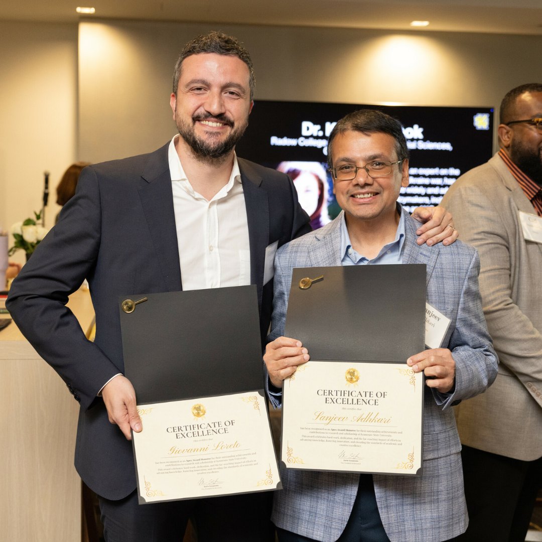KSUresearch's tweet photo. ✨ Celebrating Excellence in Research! ✨

At the Apex Awards, we honored some of the brightest stars in research from across campus. 🌟

It was a privilege to celebrate their remarkable contributions and witness the incredible talent within our KSU community! 💛🖤 #KSUResearch https://t.co/zC7JY84ZuH