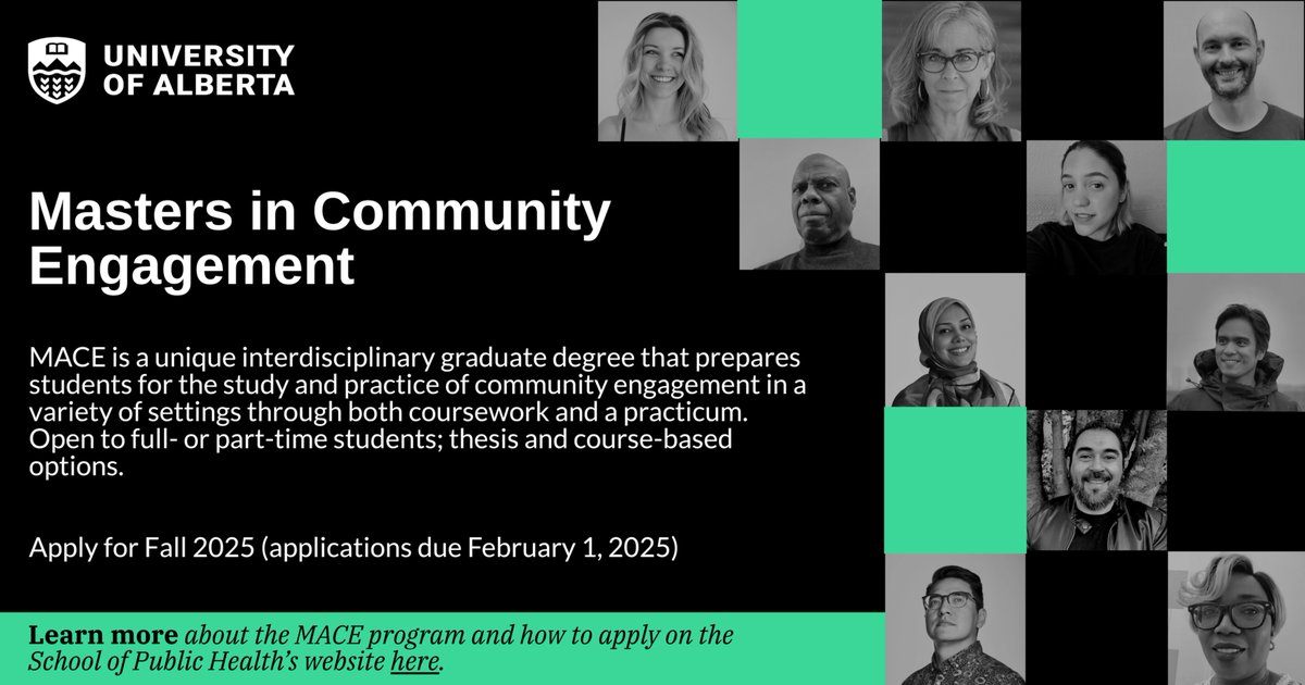 ECN (@eval_ecn) on Twitter photo Are you passionate about making a difference through community engagement? Consider applying for the Masters in Community Engagement (MACE) program at <a href="/UAlbertaSPH/">UAlbertaSPH</a>! Learn more here: shorturl.at/V6gFe Are you passionate about making a difference through community engagement? Consider applying for the Masters in Community Engagement (MACE) program at <a href="/UAlbertaSPH/">UAlbertaSPH</a>! Learn more here: shorturl.at/V6gFe