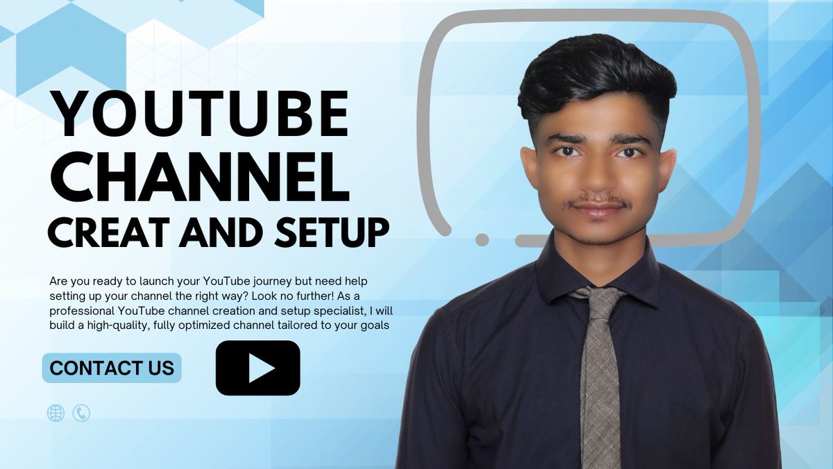 suvobepary's tweet photo. I Will Create and Set Up Your Professional YouTube Channel for Success

A professional YouTube channel creation and setup specialist will create a high-quality, optimized channel tailored to your goals for launching your YouTube journey.

https://t.co/PsIApRk04z https://t.co/U4kAXaTRdJ