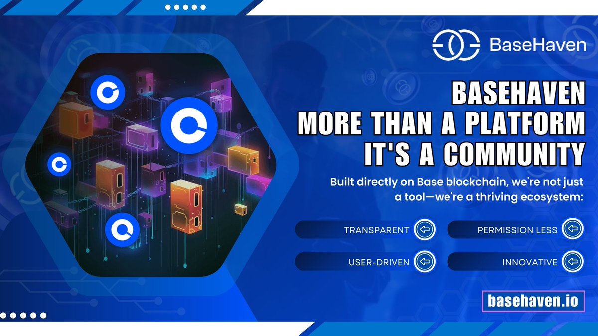 BaseHaven: More Than a Platform. It's a Community. 

Built directly on Base blockchain, we're not just a tool—we're a thriving ecosystem:
• Transparent
• Permissionless
• User-Driven
• Innovative

Join the revolution. Be more than a user. Be a BaseHaven pioneer! 
.
.
.