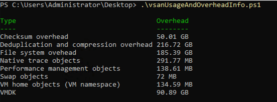Quick Tip - Retrieving vSAN usage &amp; overhead information using vSAN API dy.si/XGGdb