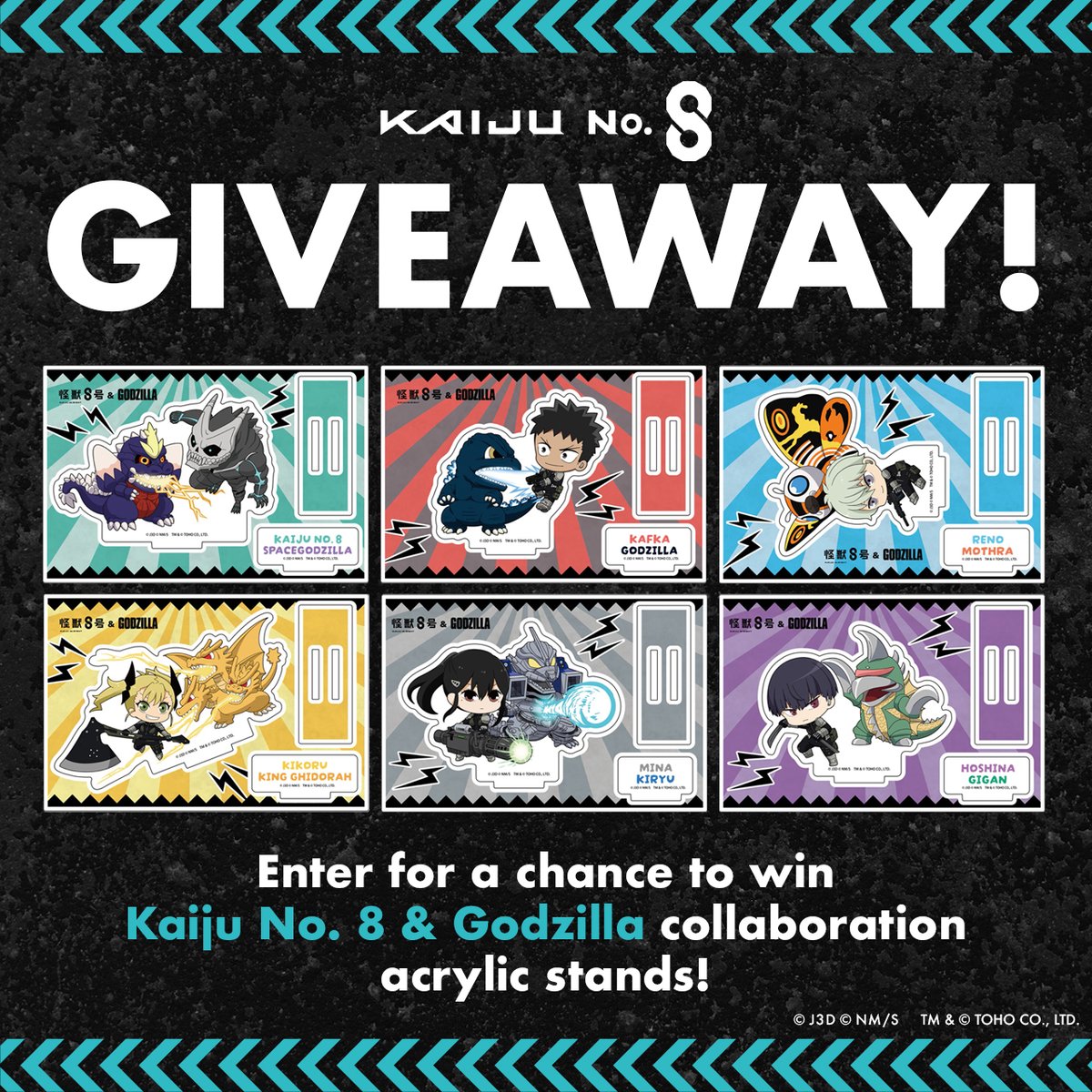 Celebrate Kaiju No. 8 at #JumpFesta2025!

Chance to win a #KaijuNo8 &amp; #Godzilla collaboration acrylic stand, which will be pre-sold at Jump Festa 2025!

1️⃣ Follow us
2️⃣ Share this post

Full rules: bit.ly/3OMUeR8