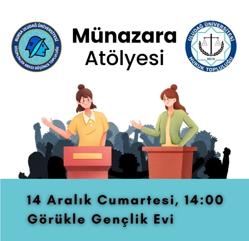 udat2024's tweet photo. Merhabalar,🙌

Disiplinler Arası Düşünce Topluluğu ve Uludağ Hukuk Topluluğu ile Münazara atölyemize devam ediyoruz. Tekrar aynı yerde  *Görükle Gençlik Evi'nde* buluşuyoruz. Sende münazara ile ilgileniyorsan aramıza katıl.👇 https://t.co/XDMC8G2X3F