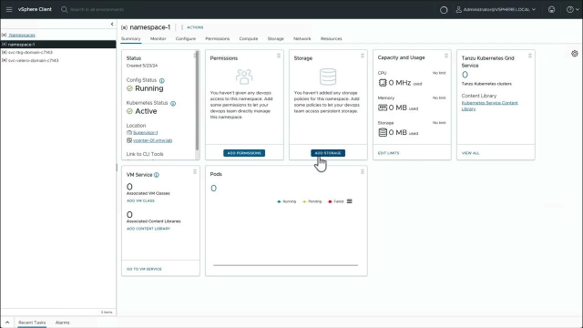 Creating a vSphere Namespace dy.si/SK6q