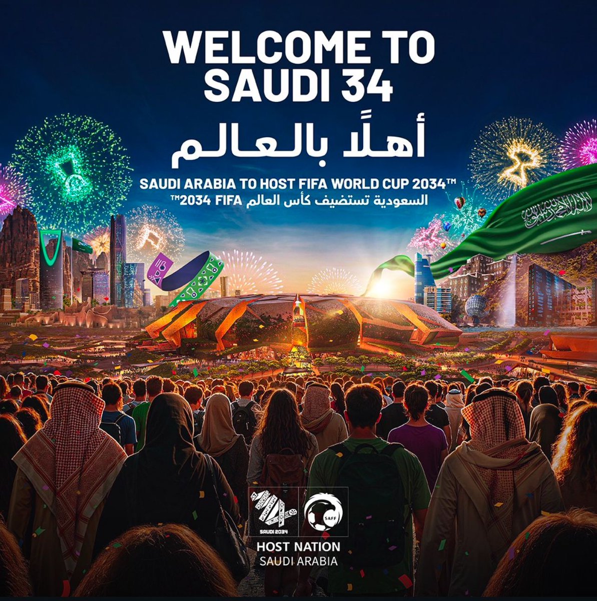 في هذا اليوم التاريخي 11.12.2024

نرفع أسمى آيات التهاني والتبريكات لمقام خادم الحرمين الشريفين الملك سلمان بن عبدالعزيز وولي عهده الأمين  رئيس مجلس الوزراء الأمير محمد بن سلمان وكافة الشعب السعودي بمناسبة استضافة المملكة لكأس العالم 2034

#معًا_ننمو 
#كاس_العالم_2034