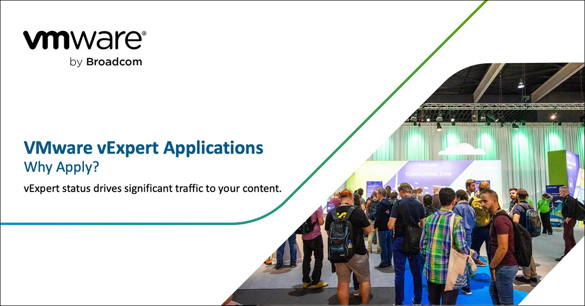 vExpert's tweet photo. Read and share the latest blog post highlighting the #VMware #vExpert Application Period for 2025. Share the Value of the program and How to win the vExpert award. 
https://t.co/BdRh8xaFAc https://t.co/EaMq3nUysK