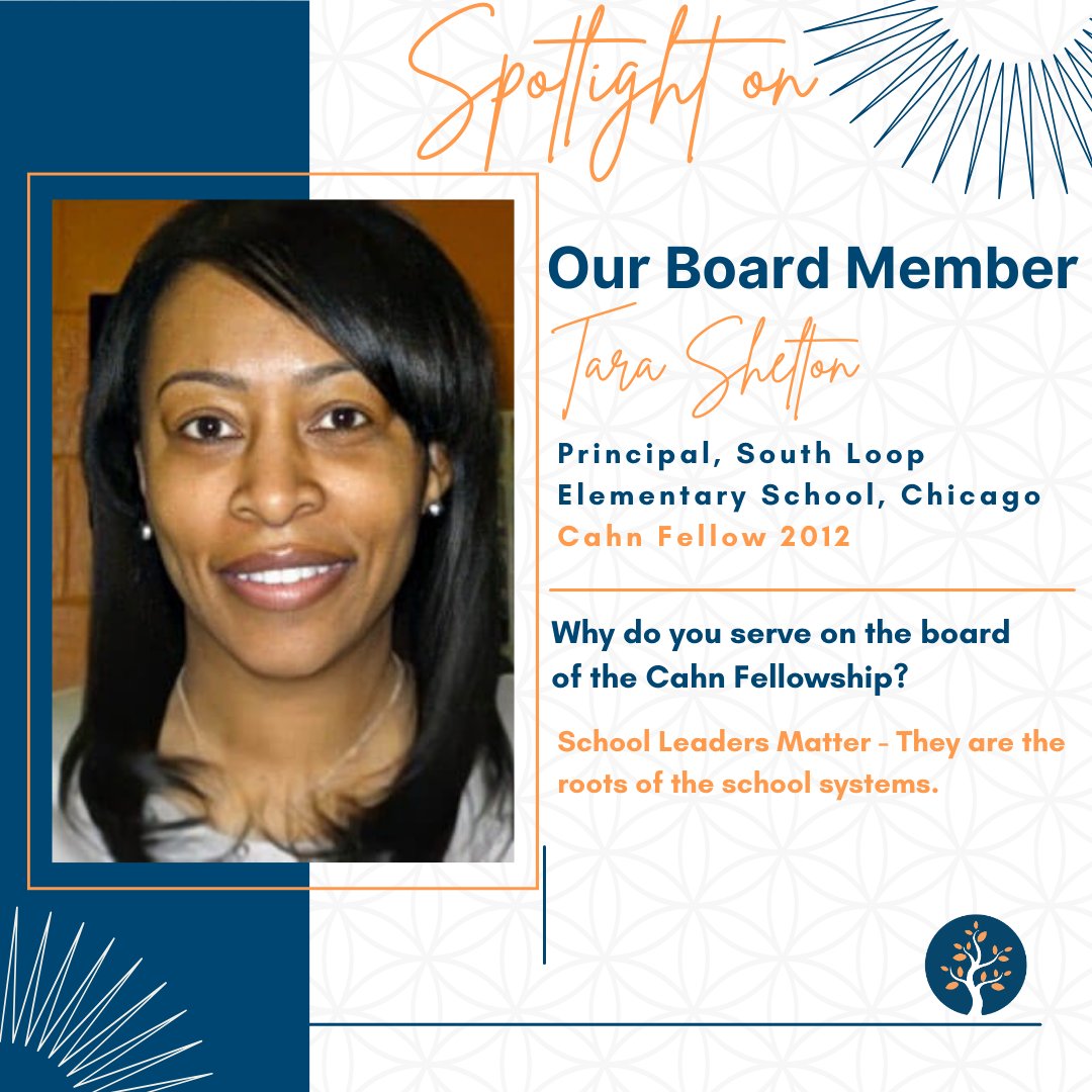 CahnFellowship's tweet photo. Board Spotlight!
Meet Tara Shelton, Principal of South Loop Elementary School in Chicago and a Cahn Fellow 2012. As a dedicated board member, we are grateful for her leadership and commitment to advancing the Cahn Fellowship mission!
#cahnfellowship #cahnalumni https://t.co/XNWFTZ3Hnk