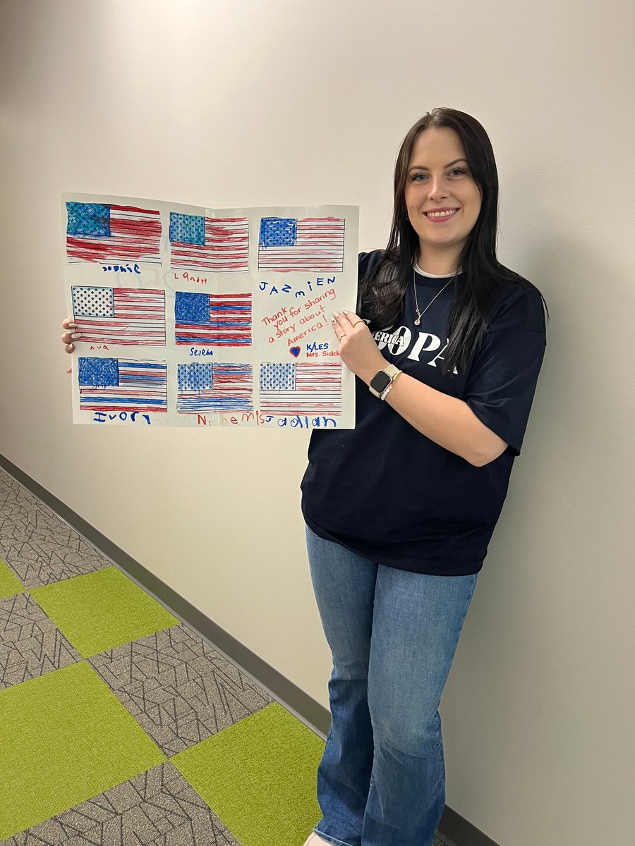 PSBA's tweet photo. Today, PSBA staff visited Mifflin County School District with @America250_PA as part of the #KeystoneClassroomInitiative. Torie received this amazing card in gratitude from the kindergarten students she read to at Lewistown Elementary School! ❤️ https://t.co/t7Lsc9bYkN
