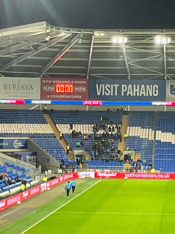 BlackburnEnder's tweet photo. Preston’s fantastic away support at Cardiff tonight https://t.co/rrwEYZi7IA