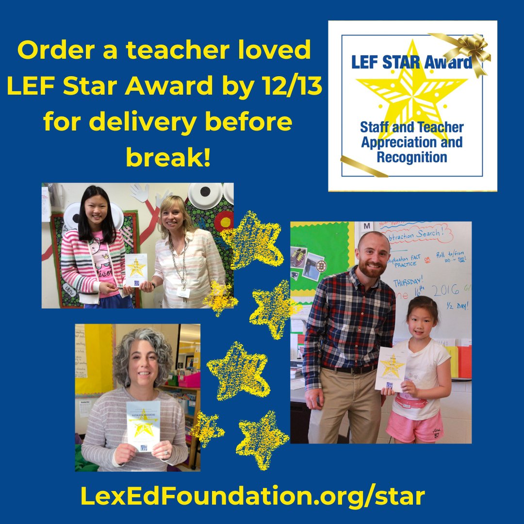 Spoiler Alert! Teachers LOVE LEF Star Awards! Everyone does really! Order online now! lexedfoundation.org/star