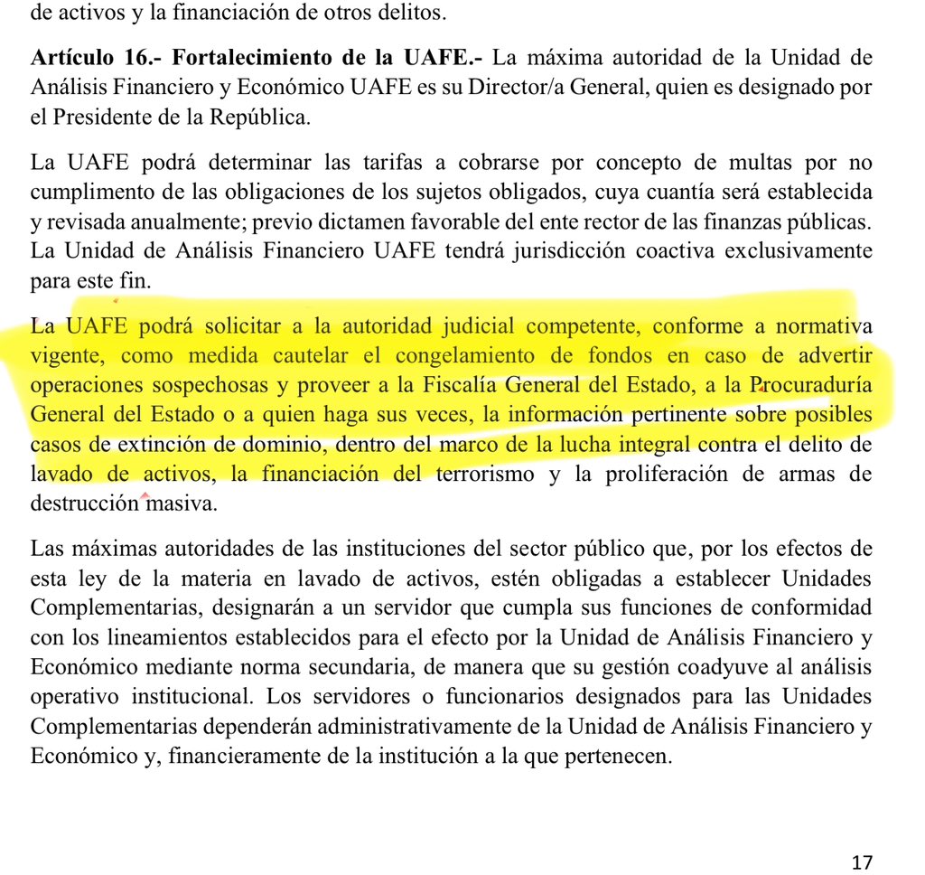 joffrecampana's tweet photo. Mientras se preocupan por el impuesto a los vehículos, casi desapercibida pasa una disposición que permite congelar activos ante simples sospechas.
Es el mayor instrumento de persecución que existe hoy en el país.
Es el artículo 16 tercer inciso de la  “LEY” para mejora recaudatoria o ley  anti pillos.
No se dan cuenta que otro gobierno, corrupto o resentido o novelero, podría congelar los activos del Grupo Noboa por simples sospechas? No miden las consecuencias? Esto es un búmeran!