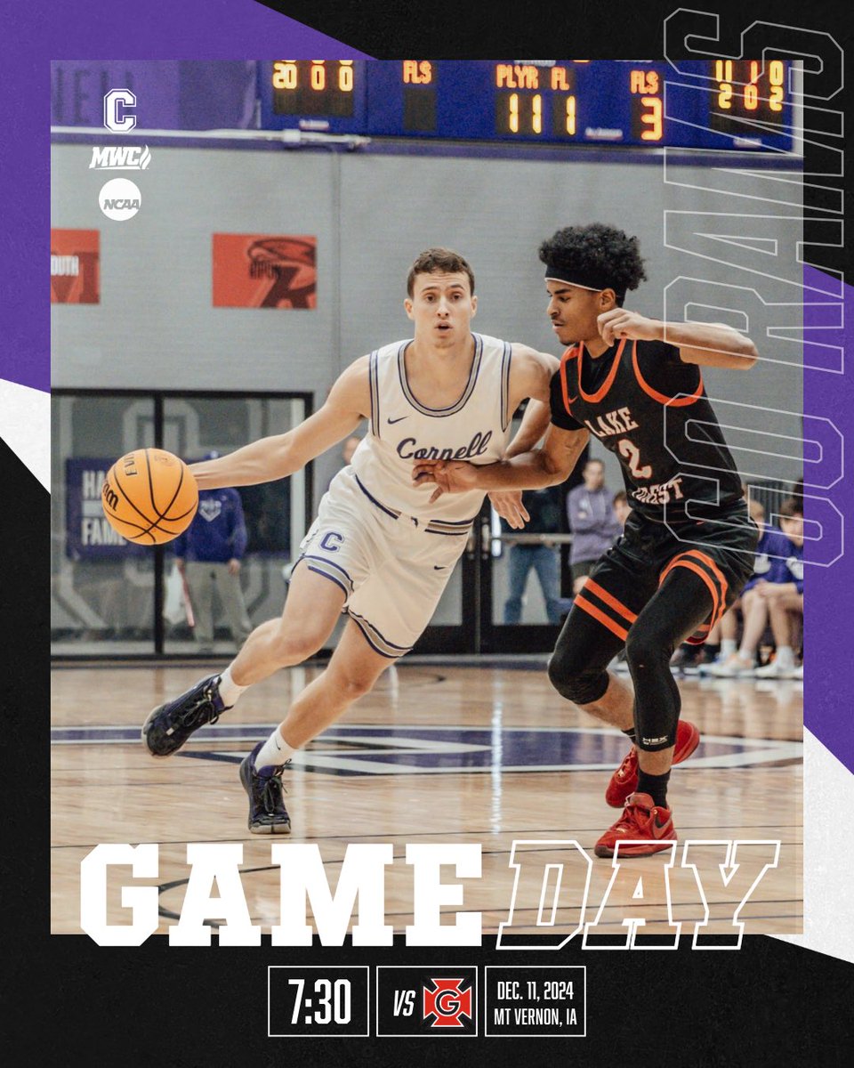 GAME DAY!!! Your Rams are back at home against instate Midwest Conference foe Grinnell College!!

🆚 Grinnell College
📍Mount Vernon, Iowa
🕢7:30 PM
🖥️ cornellrams.com/watch/?Live=38…