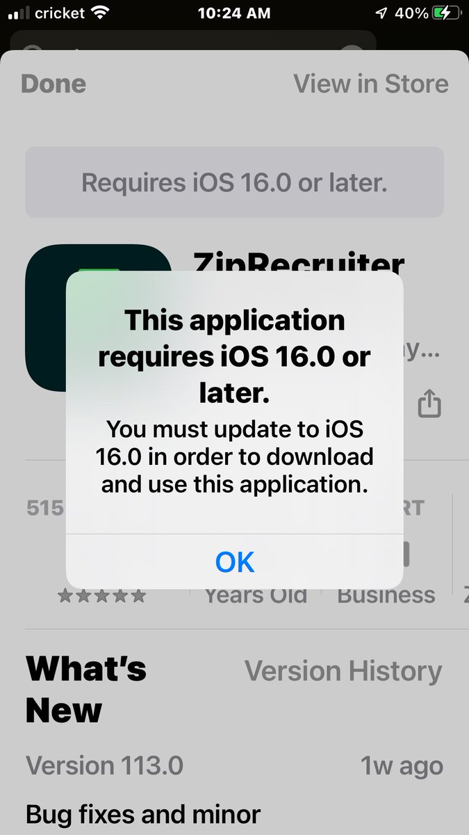 AdamCampetti's tweet image. What if I’m 2poor to get a new phone 2be able 2update?  @indeed &amp;amp; other job apps work without this update. I have to use them instead of ##ziprecruiter. Bad #ITdeveloper move. @@ZipRecruiter #ziprecruiter @FoxBusiness @MadMoneyOnCNBC @CNBCFastMoney @monsterjobs_tx @CareerBuilder