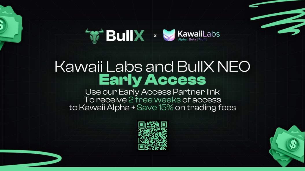 Excited to share that we have partnered with <a href="/bullx_io/">BullX</a>  to bring you early NEO access codes! 

✅ Claim yours here : t.me/BullxNeoBot?st…

🎉 Enjoy two FREE weeks of Kawaii Alpha access when using our link!

Let’s dive into BullX Neo’s amazing new features + SOL giveaways! ⬇️