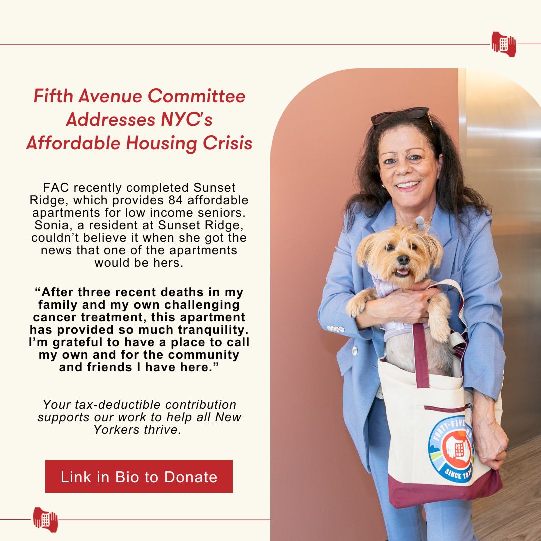 FAC fights for justice by building safe, affordable, &amp; healthy housing. This fall, FAC cut the ribbon on Sunset Ridge, a new 100% affordable housing project for seniors - the first affordable senior housing built in Sunset Park in over 15 years. 

Donate: bit.ly/donatetoFAC