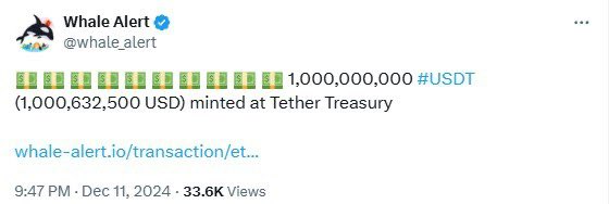 cryptomentor007's tweet photo. BREAKING🚨

$1 BILLION USDT JUST MINTED 
AT THE TETHER TREASURY.

PUMP IS LOADING 🚀 https://t.co/9zbu5XS047