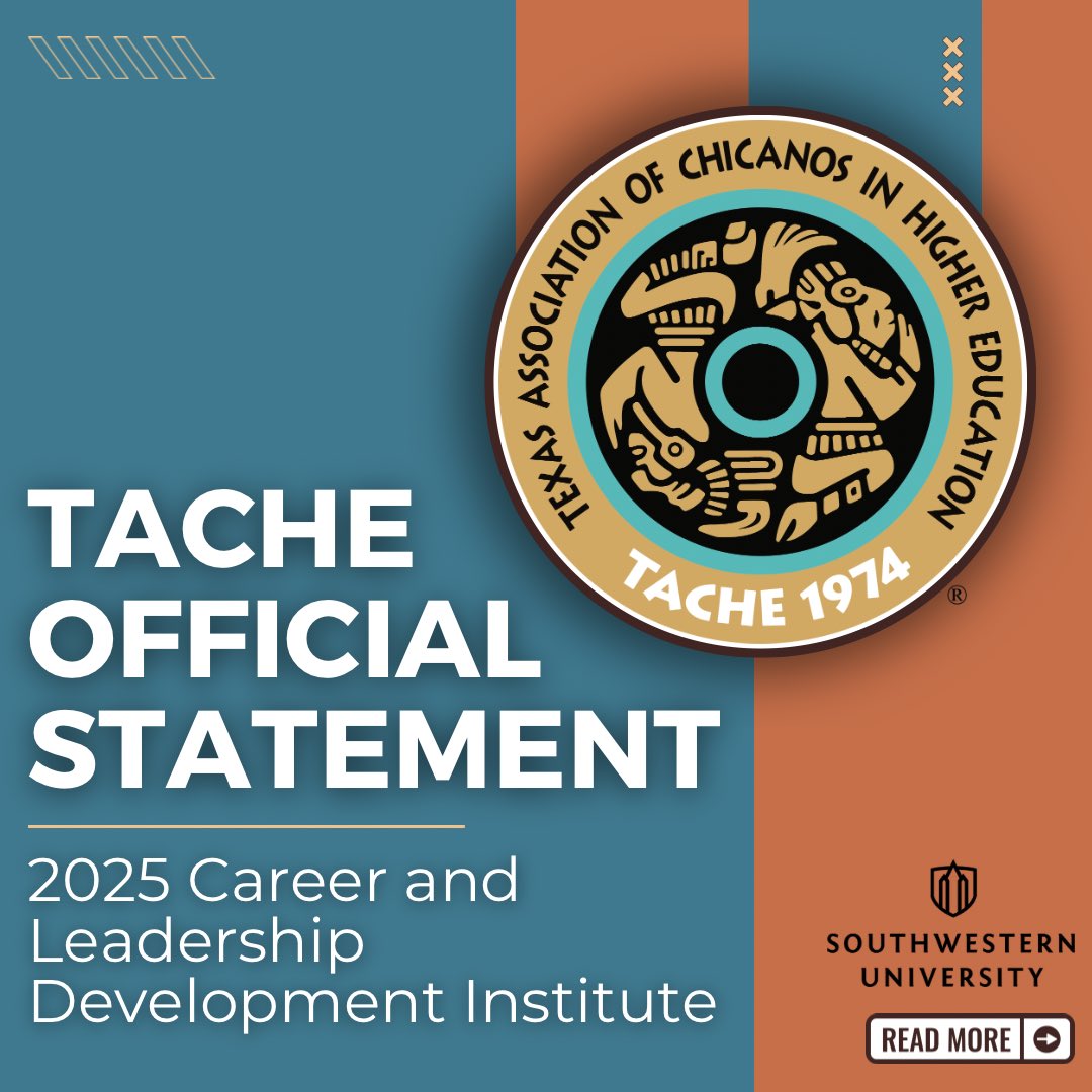 Tache_ista's tweet photo. 🤝TACHE x Southwestern University🤝 

📢Exciting news! The Texas Association of Chicanos in Higher Education (TACHE) is thrilled to partner with Southwestern University to host the 2025 Career and Leadership Development Institute (CLDI) as part of TACHE’s 50th Annual Conference! https://t.co/NP0WfyEO7Z