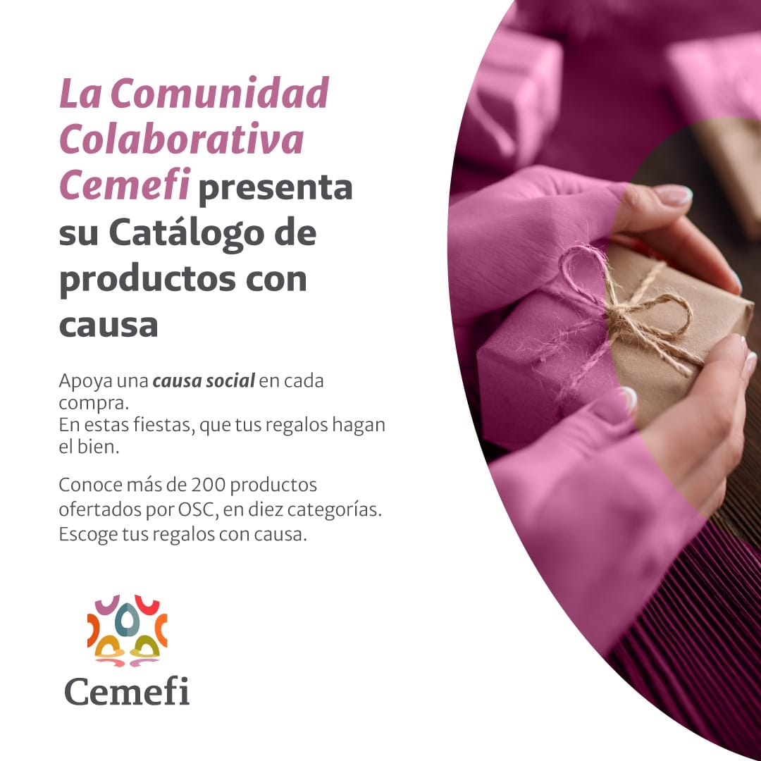 En estas fiestas, regala #ProductosConCausa.

Consulta el Catálogo del <a href="/Cemefi/">Centro Mexicano para la Filantropía</a> y apoya una causa social en cada compra.

catalogos.cemefi.org
