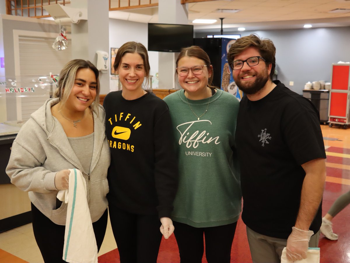 TiffinU's tweet photo. Faculty and staff served up waffles, donuts, and smiles at the annual Late Night Breakfast - our favorite final exam week tradition! 🐲🥞📚
#FinalExams #StudyFuel #GoGons https://t.co/O1Qe0Jzsxq