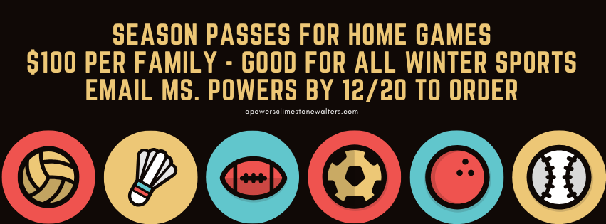 lwrockets's tweet photo. Please email Ms. Powers by Dec. 20th if you'd like to buy a season pass for volleyball and basketball.  $100 per family. https://t.co/E2h6Zd8AHS