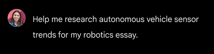 JeffDean's tweet photo. We're also introducing a new feature today in Gemini Advanced called "Deep Research" (currently using the Gemini 1.5 Pro model) that will go off and do lots of independent work to synthesize information and help you perform complex tasks ("Help me research autonomous vehicle sensor trends for my robotics essay").