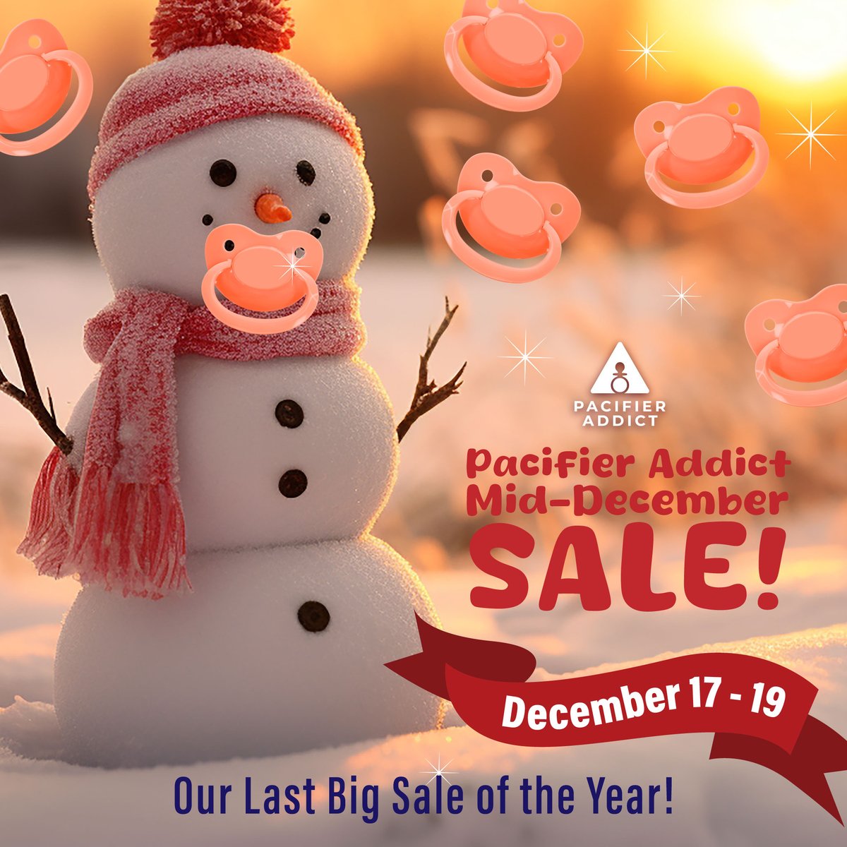 PacifierAddicts's tweet photo. 🎉 Get ready for our last big sale of the year! 🎉ONLY at https://t.co/QxJ4mvLV36! 🍼 Don't miss out—mark your calendars for December 17th-19th! 🗓️
https://t.co/OHc2xRJoi0
#pacifieraddict #adultsoother #adultpacifiers #fixxpacifier #adultpacifier #pacifierclips #ravepacifiers https://t.co/HusBfZs5un