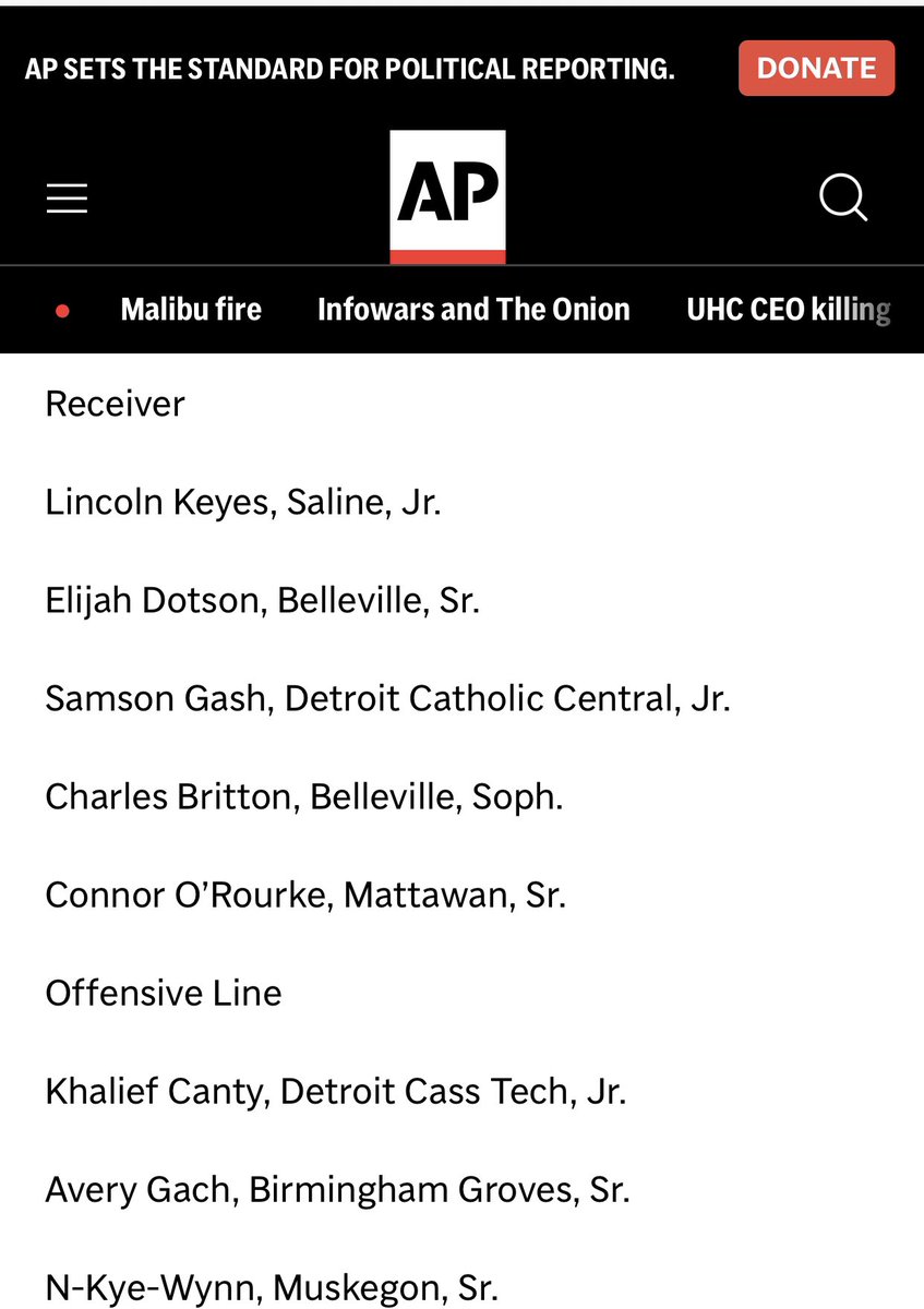 Connor ORourke (@corourke_07) on Twitter photo Blessed 1st team AP Allstate WR🔥
<a href="/Dre_Muhammad/">Dre Muhammad</a> <a href="/AllenTrieu/">Allen Trieu</a> <a href="/alex_pallone/">Alex Pallone</a> <a href="/MichFBFrenzy/">Michigan Prep Frenzy</a> <a href="/Coach__Zimm/">Zach Zimmerman</a> <a href="/LegacyKZoo/">Legacy KZoo</a> <a href="/TractionAp/">TractionAP</a> <a href="/AP/">The Associated Press</a> <a href="/repattermann/">R.E. Pattermann</a> <a href="/TheD_Zone/">The D Zone</a> Blessed 1st team AP Allstate WR🔥
<a href="/Dre_Muhammad/">Dre Muhammad</a> <a href="/AllenTrieu/">Allen Trieu</a> <a href="/alex_pallone/">Alex Pallone</a> <a href="/MichFBFrenzy/">Michigan Prep Frenzy</a> <a href="/Coach__Zimm/">Zach Zimmerman</a> <a href="/LegacyKZoo/">Legacy KZoo</a> <a href="/TractionAp/">TractionAP</a> <a href="/AP/">The Associated Press</a> <a href="/repattermann/">R.E. Pattermann</a> <a href="/TheD_Zone/">The D Zone</a>